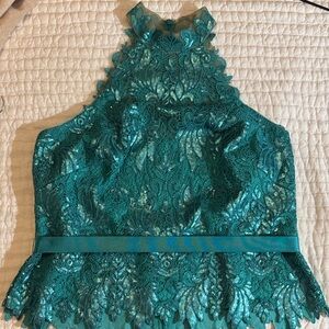 Tadashi Shoji Turquoise Halter Top
